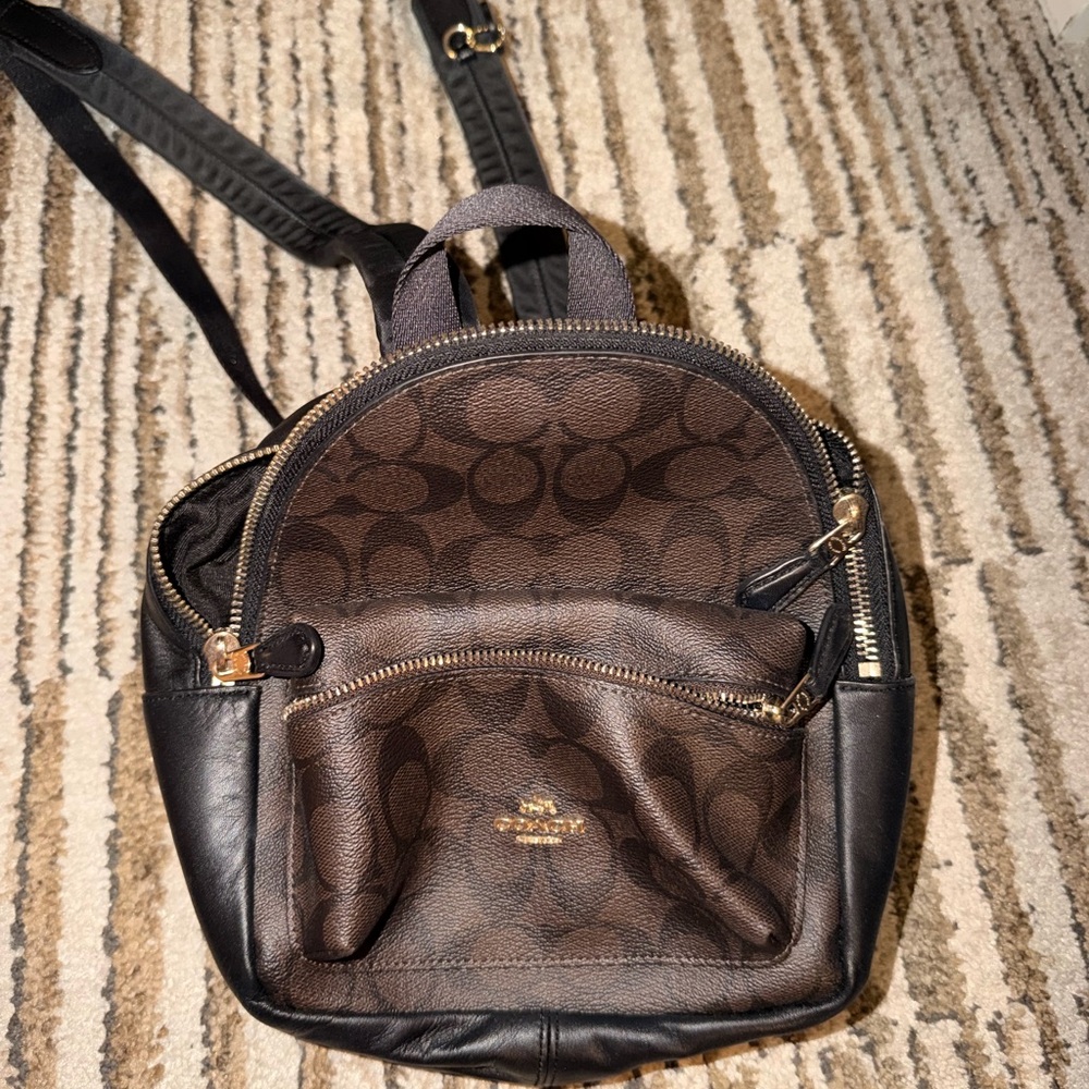 Coach Signature Brown and Black Mini Backpack